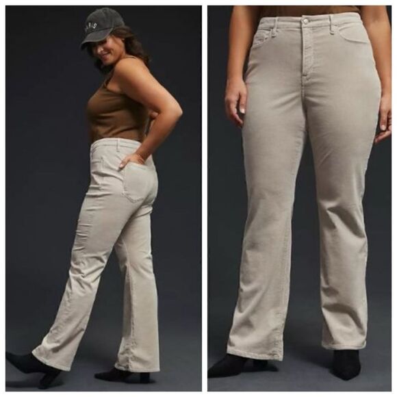 NWT Good American Good Classic Boot Corduroy Pants Cream Tan Stretch Plus Size - Picture 3 of 11